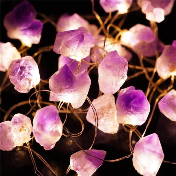 Decorative Lights Plus Amethyst LED String Lights Battery Operated with Remote - Picture 3 of 6